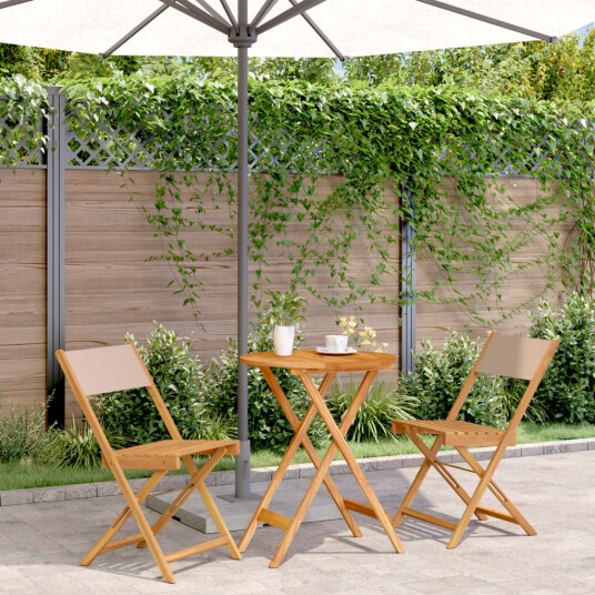 Bistrosett 3 deler gråbrun stoff og heltre 3281750