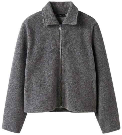 LMTD Nlfbaria Ls Short Zip Jacket Grey 170 176