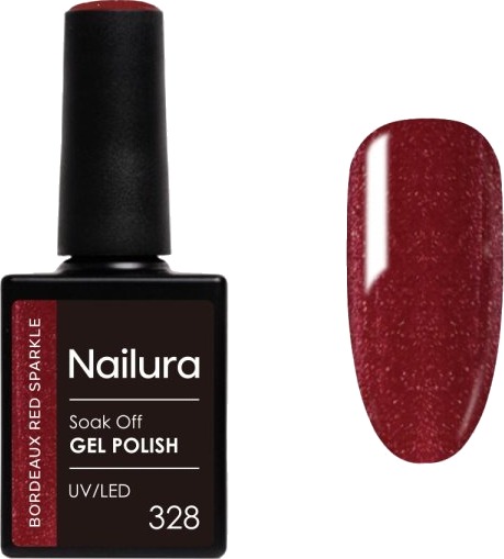 Nailura Gelpolish 328 – Bordeaux Red Sparkle – 10 ml Nailura Gelpolish 328 – Bordeaux Red Sparkle – 10 ml