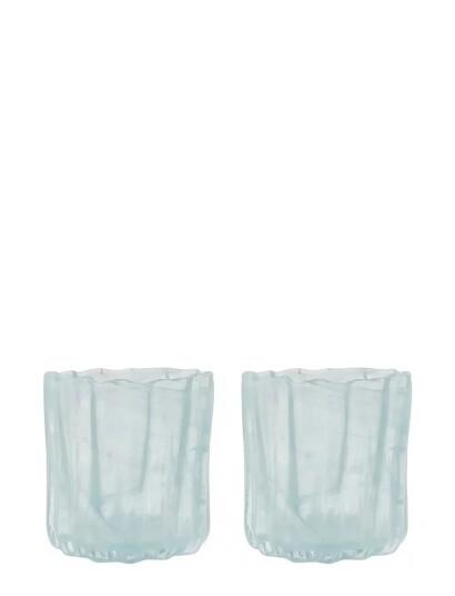 House Doctor Curl Telysestake i Håndlaget Blått Glass, 10x11,5 cm - 2 stk House Doctor Curl Telysestake i Håndlaget Blått Glass, 10x11,5 cm - 2 stk
