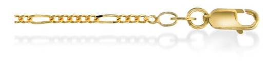 Figaro kjede i forgylt 925 sølv 1,7 mm, 38 cm
