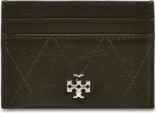 Tory Burch Charlie Quilted Card Case Khaki green ONE SIZE Tory Burch Charlie Quilted Card Case Khaki green ONE SIZE
