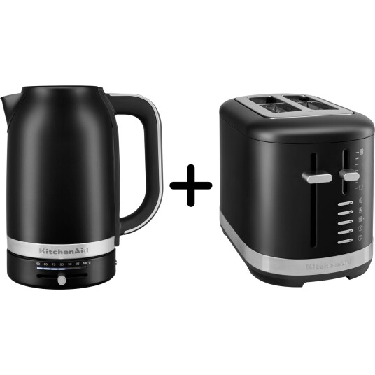 Kitchenaid 5KMT2109 Brødrister + 5KEK1701 Vannkoker mattsvart Kitchenaid 5KMT2109 Brødrister + 5KEK1701 Vannkoker mattsvart