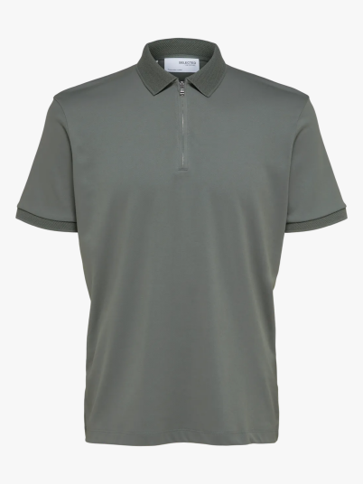 Selected Homme Selected Homme Fave Zip Short Sleeve Polo Grønn M