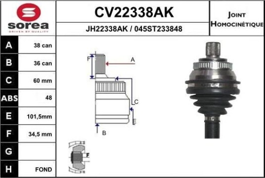 Drivledd EAI CV22338AK Drivledd EAI CV22338AK