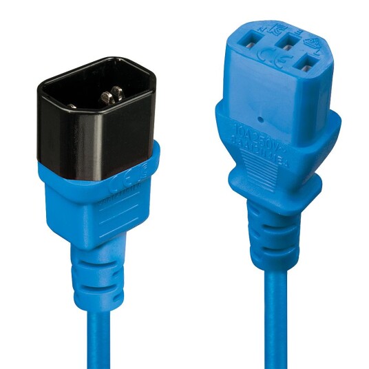 LINDY 1m IEC Extension Lead  Blue Factory Sealed