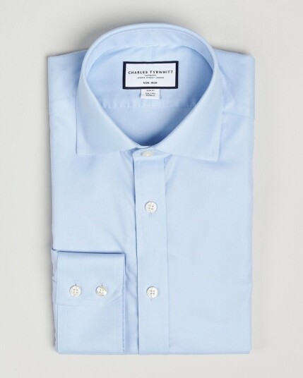 Charles Tyrwhitt Slim Fit Non Iron Cotton Twill Shirt Sky