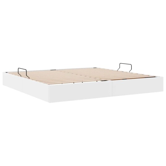 Seng med Oppbevaring med madrass Ren Hvit 200 x 200 cm Kunstlær