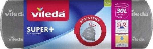 Vileda Super+ Avfallssekker 30 L 171448 15 Stk