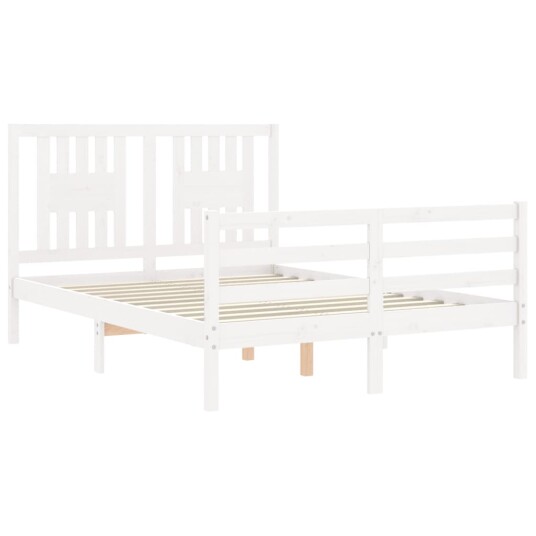 vidaXL Sengeramme med hodegavl hvit 4FT6 double heltre