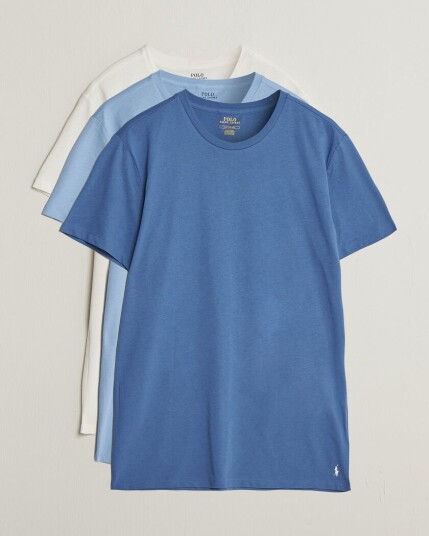 Polo Ralph Lauren 3 Pack Crew Neck T Shirt White/Blue/Light Blue