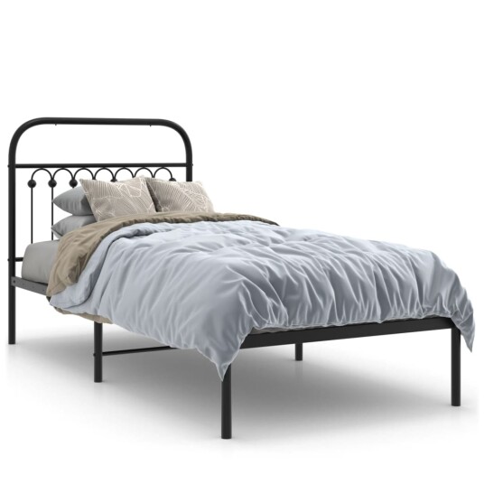  Sengeramme i metall med hodegavl svart 90x200 cm 8721102644825