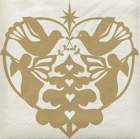 Broste Copenhagen Nostalgia Paper Napkin - OFF WHITE/GOLD - 33X33 cm