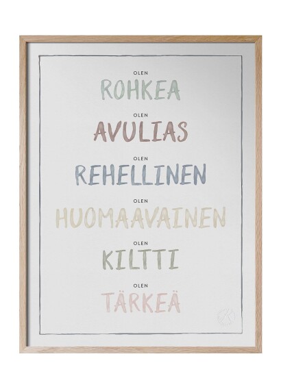 Kunskapstavlan Olen Dusty Pastel Jag Är På Finska Multi Patterned 30x40cm Kunskapstavlan Olen Dusty Pastel Jag Är På Finska Multi Patterned 30x40cm