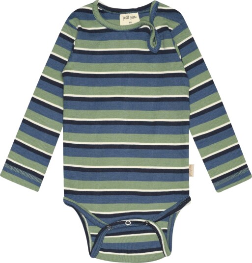Petit Piao Body Modal Double Striped Spring Green/Moonlight Blue (68 / 6 mnd)