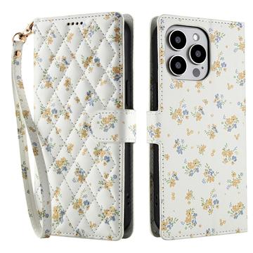 iPhone 16 Pro Rombisk blomsterlommebok etui   gule blomster