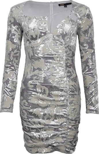 Maje Sequin Embroidered Velvet Dress Silver 38