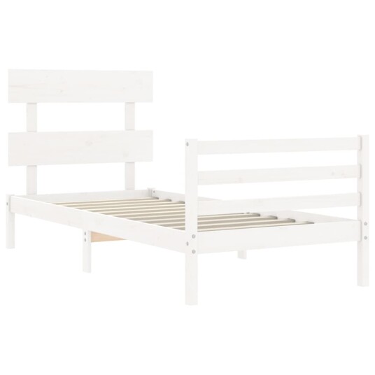 vidaXL Sengeramme med hodegavl hvit 3FT single heltre 8720845402273