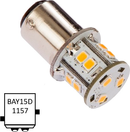 LED lanternepære BAY15D 160lm/20W rød 10 2,2 W Ø19x35 mm LED lanternepære BAY15D 160lm/20W rød 10 2,2 W Ø19x35 mm
