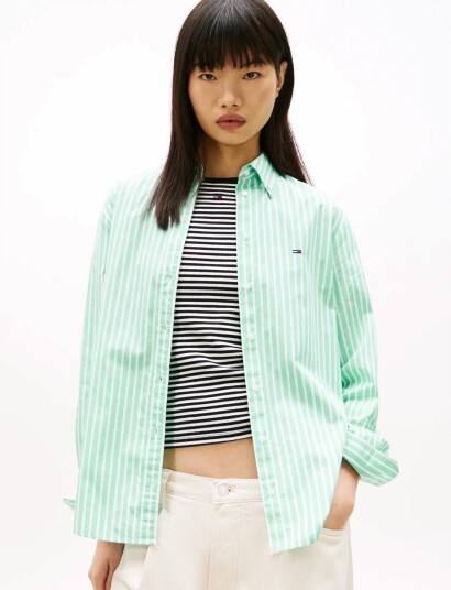 Tommy Jeans Tjw Reg Poplin Shirt Ext Green S