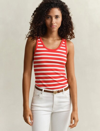 GANT Striped Ribbed Tank Top Red XS GANT Striped Ribbed Tank Top Red XS