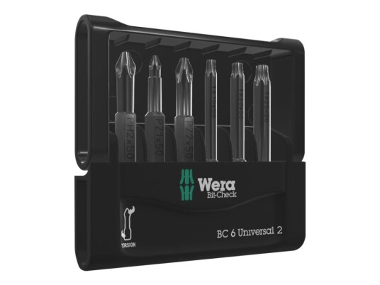 Wera Bit-Check 6 Universal 2 Sb - Spissett For Skrutrekker - 6 Deler - Torx, Phillips, Pozidriv - T15, T20, T25, Ph2, Pz1, Pz2 - Heksagonal - Lengde: 50 Mm Wera Bit-Check 6 Universal 2 Sb - Spissett For Skrutrekker - 6 Deler - Torx, Phillips, Pozidriv - T15, T20, T25, Ph2, Pz1, Pz2 - Heksagonal - Lengde: 50 Mm