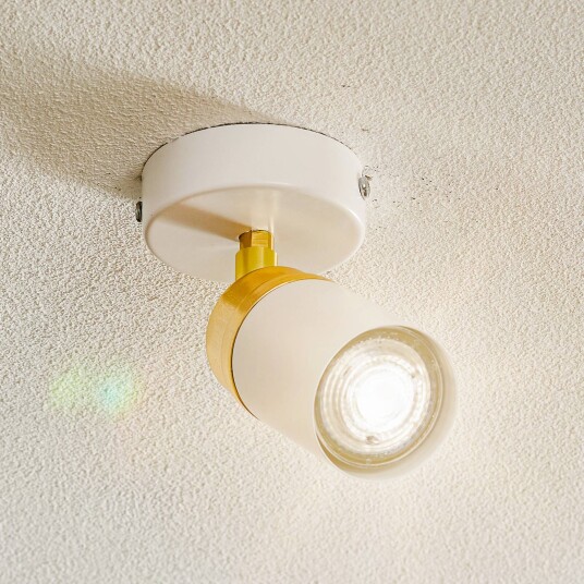 Luminex Takspot Rondo hvit/gull enkel flamme Luminex Takspot Rondo hvit/gull enkel flamme