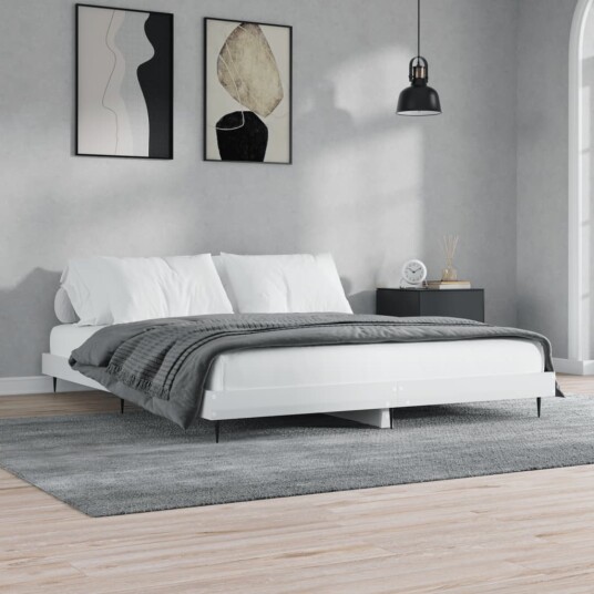 vidaXL Sengeramme høyglans hvit 200x200 cm konstruert tre vidaXL Sengeramme høyglans hvit 200x200 cm konstruert tre