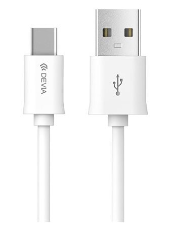 Devia USB - USB-C 2,0 m 2,1A - hvit Devia USB - USB-C 2,0 m 2,1A - hvit
