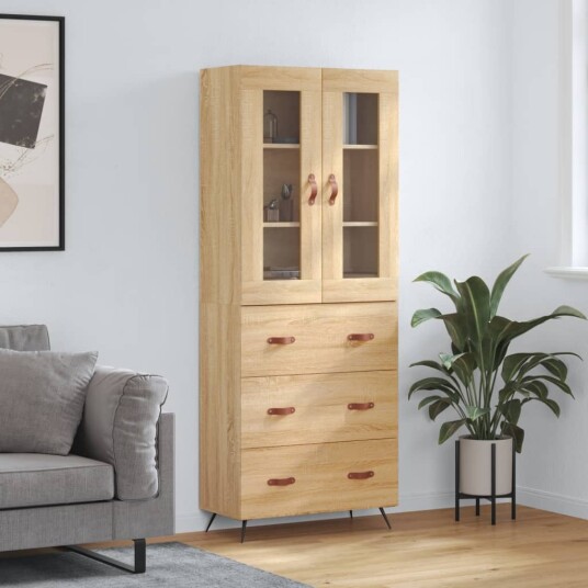 Highboard sonoma eik 69,5x34x180 cm konstruert tre