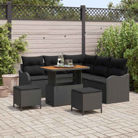 vidaXL Hagesofa Set 8 stk. 7 Antall seter Svart