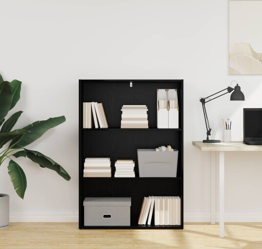 vidaXL Bokhylle Svart Eik 80 x 30 x 114 cm Konstruert tre