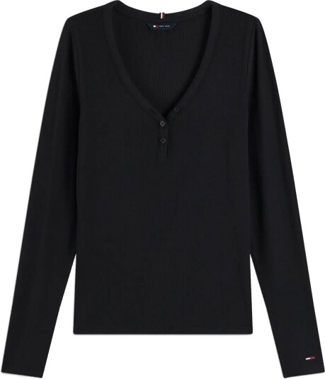 Tommy Jeans Tjw Slim Henley Ls Top Black XS