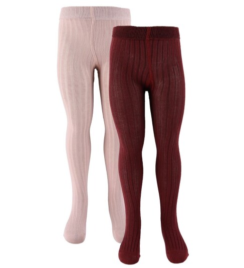 Minymo Stocking Solid Rib 2-Pack Pink 92-98