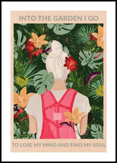 Woman In Tropical Garden Plakat / 50x70