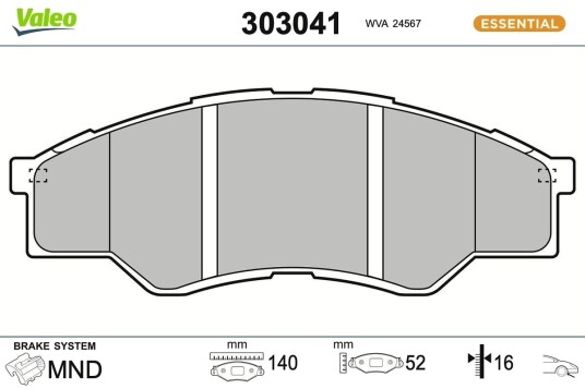 VALEO 303041 Bremseklosser