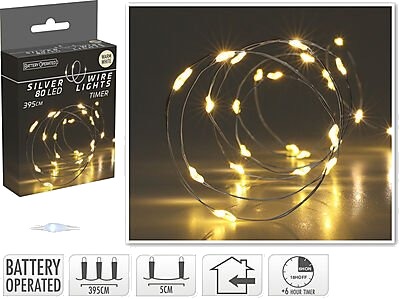 Ki Lyslenke silver wire 80ledlys varmhvit 3,95m