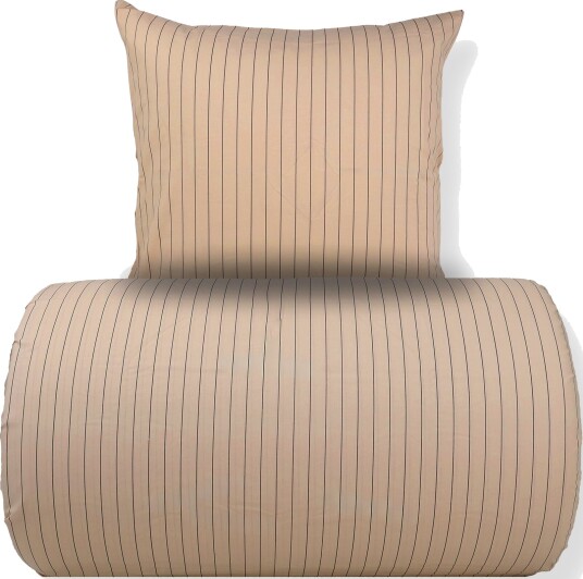 Nordstrand Home Dobbelt sengetøy 240x220 cm   100% bomull   Sandfarget med brune striper
