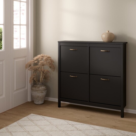 LIND LEONA SKOSKAP SORT 4 DØRER 103X25X103 LIND LEONA SKOSKAP SORT 4 DØRER 103X25X103