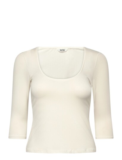 Monki 3/4 Sleeve Top Cream XL
