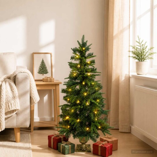 vidaXL Mini juletre 120 cm 100 LED-lys Varmhvit PVC og PE Grønn