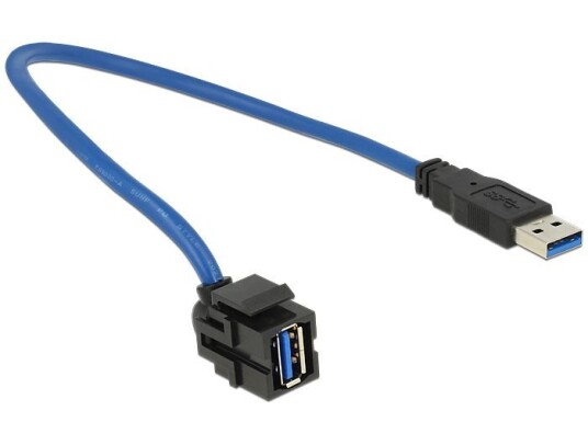 Delock USB 3.0 A hunn til A hann 0,5 m - Keystone-modul for høyhastighets dataoverføring Delock USB 3.0 A hunn til A hann 0,5 m - Keystone-modul for høyhastighets dataoverføring
