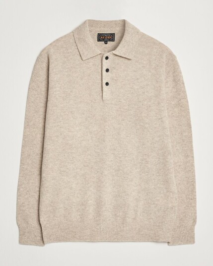 BEAMS PLUS Knitted Wool Polo Beige BEAMS PLUS Knitted Wool Polo Beige