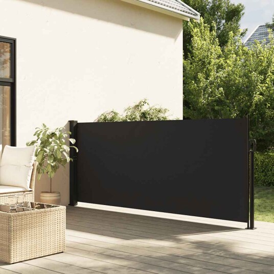  Uttrekkbar sidemarkise svart 140x500 cm 4004414