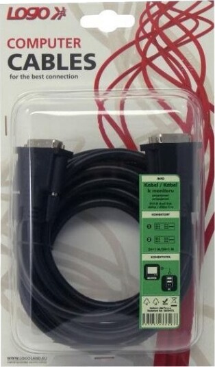 Videokabel Dvi 24+1 M Til Dvi 24+1 M Dual Link 3 M Skjermet Svart Logo Blister Videokabel Dvi 24+1 M Til Dvi 24+1 M Dual Link 3 M Skjermet Svart Logo Blister