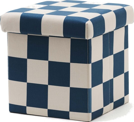 Kid's Concept Pouffe With Storage Check Teal 30 cm Green One Size