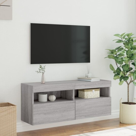 Vegghengt TV benk med LED grå sonoma 100x30x40 cm Vegghengt TV benk med LED grå sonoma 100x30x40 cm