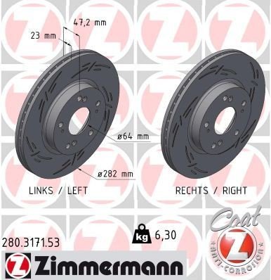 Bremseskive ZIMMERMANN 280.3171.53