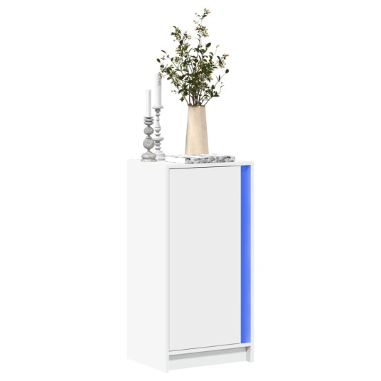 Skjenk med LED hvit 42,5x34x85 cm konstruert tre 8721102967030
