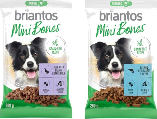 Briantos Mini Bones Kornfri Hundesnacks Mixpakke Laks & And 2x200g